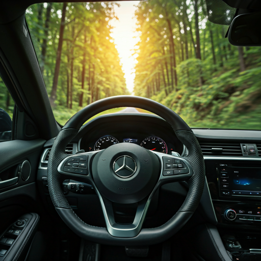 Driving through forest
